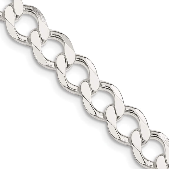 Sterling Silver 8.1mm Semi-Solid Flat Curb Chain (18 X 8.1) Made In Italy qlfb180-18