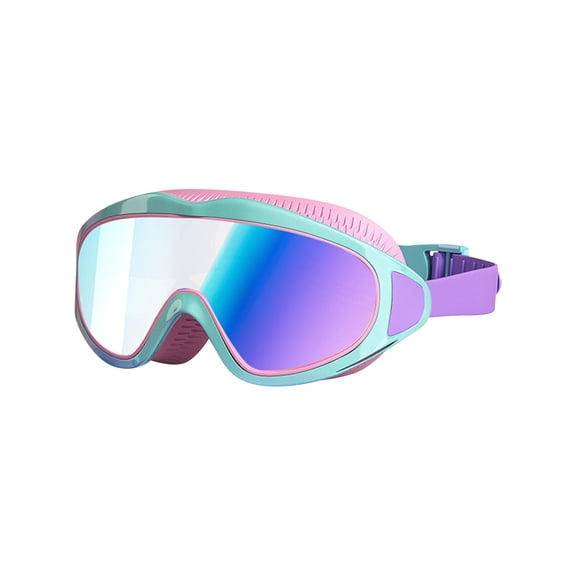 Swim Goggles With Cap, 2-16Y Boys Girls Waterproof Anti-Fog, Colorful Pink Blue - With Uv Protection, Adjustable Strap, Comfortable Fit For Pool Beach Swimming -