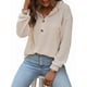 thumbnail image 1 of Sudadera con Capucha de Larga de Punto Gofre para Mujer, con Cordón, Botones, Cuello en V, Informal, con Capucha. Albaricoque L, 1 of 9