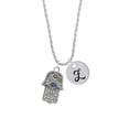 thumbnail image 2 of Delight Jewelry Silvertone Hamsa Hand with Blue Crystal Silvertone Script Initial Disc - Z - Charm Necklace, 20"+3", 2 of 4