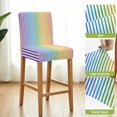 thumbnail image 3 of Thin Rainbow Striped Bar Stool Covers - Stretch Dining Chair Covers Set of 4, Farmhouse Modern Stripes Bar Chair Cover Removable Counter Stool Pub Chairs Slipcovers Protectors for Kitchen/Cafe, 3 of 7