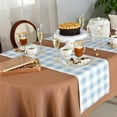 thumbnail image 6 of Table Runner 60 Inches Long for Kitchen Dining, Blue Checkered Dresser Scarf Farmhouse, Dining Table Decorations for Wedding/Parties, Blue White Buffalo Plaid 13 x 60 In, 6 of 9
