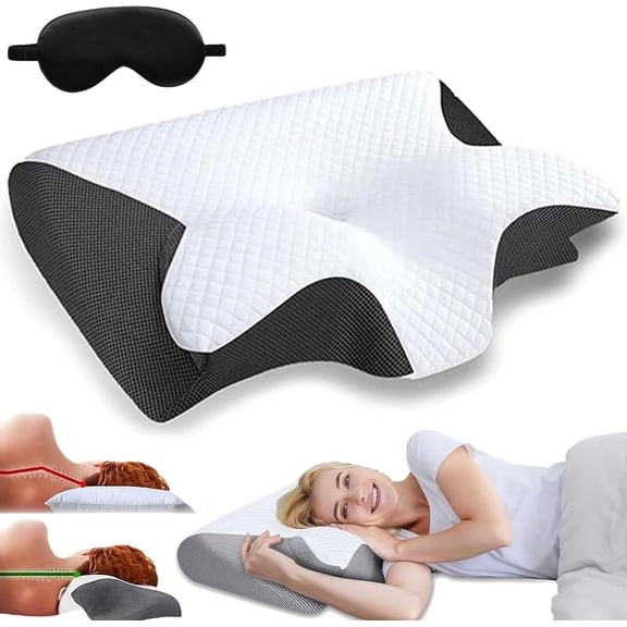 Ecoskio Pillow, 2025 New Ecoskio Pillows Hospitality Collection, Contour Pillows for Sleeping with Cooling Pillowcase, Adjustable Neck Support Pillow for Back Stomach Side Sleeper (Black)