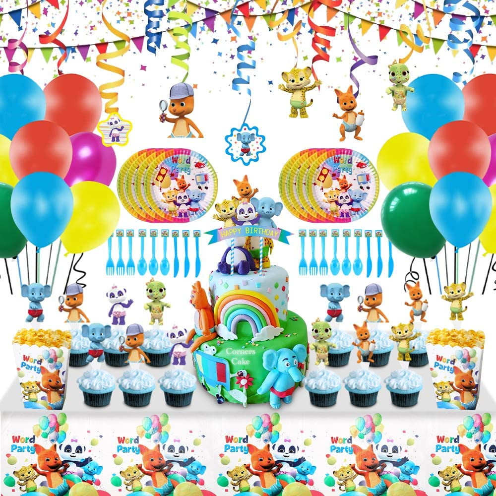 105 PCS Word Party Birthday Party Supplies Table cover,Tableware ...