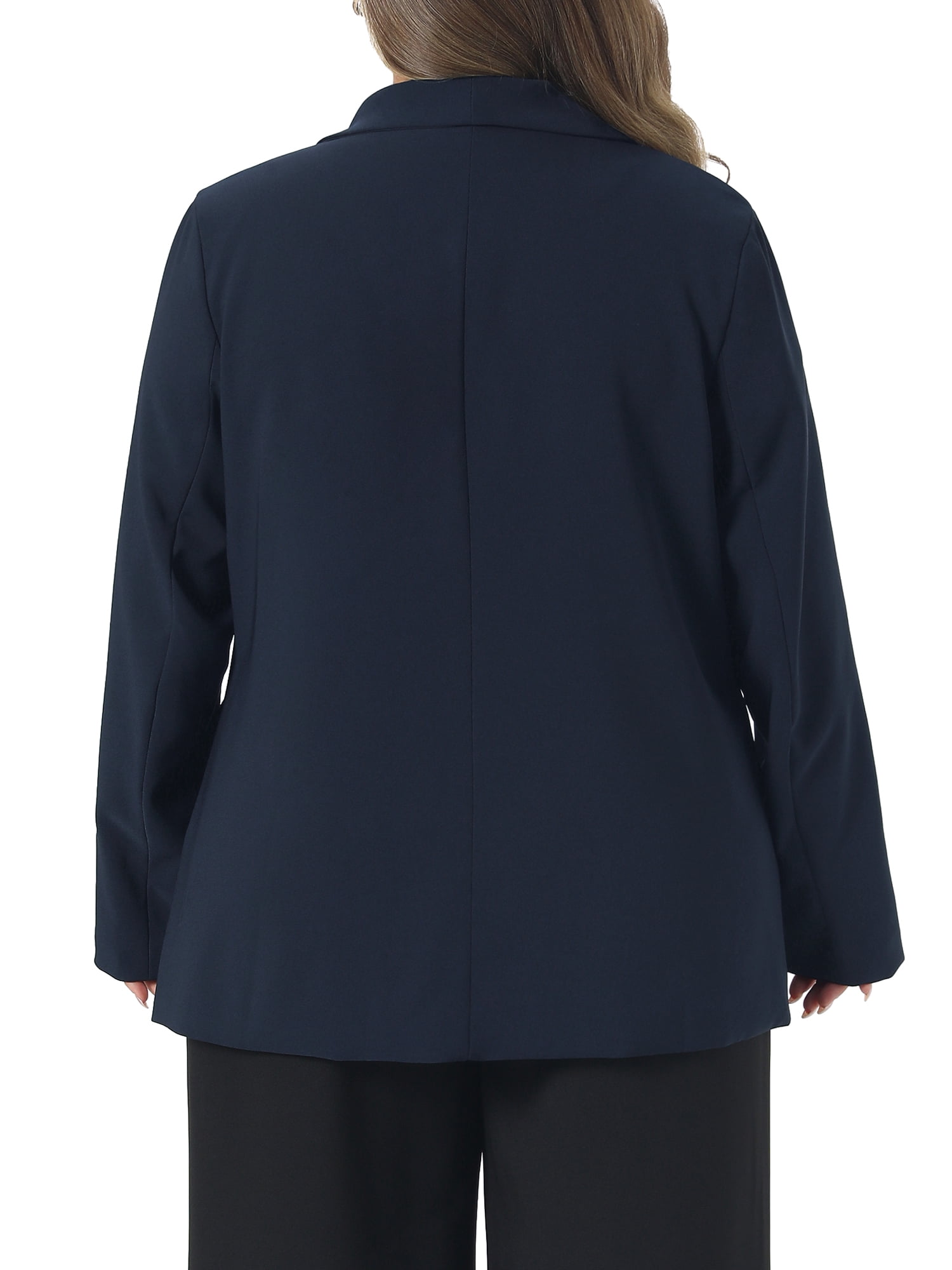 DARING DIVA Women's Plus Lapel Button Work Blazer 1X Dark Blue