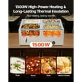 thumbnail image 2 of VEVOR Commercial Food Warmer, 1500W Electric Stainless Steel Steam Food Warmer with Lid, 4-Pan Fast Heating Countertop Buffet Bain Marie with Soup & Perforated Ladles, for Catering, Restaurant, Party, 2 of 9