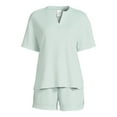thumbnail image 5 of Lissome Women's and Women's Plus Waffle Short Sleeve Tee and Shorts Sleep Set, 2-Piece, 5 of 5