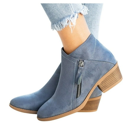 

Hot Sale Ankle Boots For Women Women s Fashionableable Sewing Thick Zipper Ankle Short Boots Clearance Sale