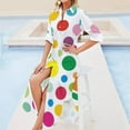 thumbnail image 4 of Rainbow colorful polka dots Long Sleeved Shirt Dress Clothing Women's evening dress, 4 of 6