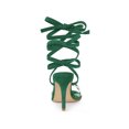 thumbnail image 2 of BLISSFUL STEP Women's Sandals Stiletto Heels Polka Dots Clear Strap Lace up Sandals Green 6, 2 of 7