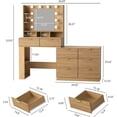 thumbnail image 2 of FANRAL 57" Fluted Vanity Dresser Combo with Lighted Mirror,RGB Adjustable Lighting & 8 Drawers,Mid-Century Modern Dressing Table with Built-in Charging Station for Bedroom,Natural Oak Vanity, 2 of 8