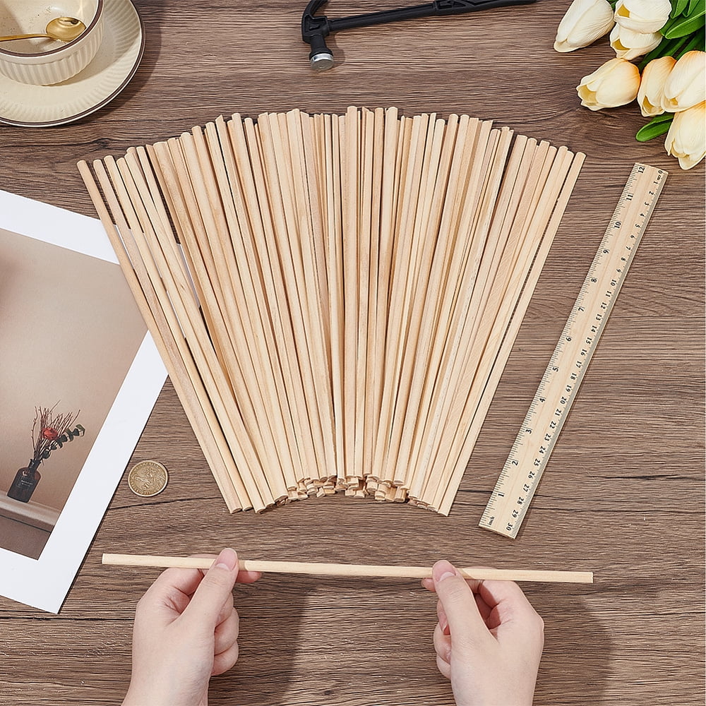 100Pcs Wood Craft Sticks Half Round Dowel Rod for Braiding Tapestry Arch Navajo White 30.1x0.7x0.35cm diy
