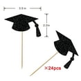 thumbnail image 2 of Topper para cupcakes Leetaivie de 24 piezas con brillo negro para graduación, 2 of 5