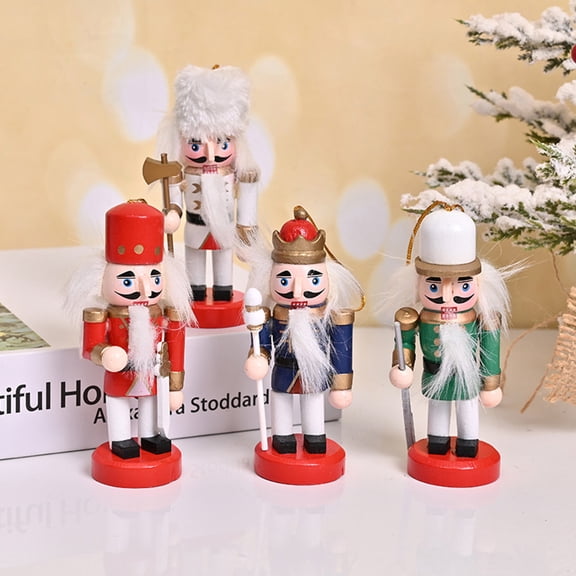 COMPUKAS Nutcracker Soldier Pendants 4Pcs Mini Nutcrackers for Christmas Decorations 3.93X1.97X1.97in