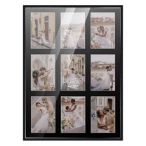 Modern Collage Picture Frames Wall Decor - 14.5x20.5 Black Finish Photo Collage Frame with Black Mat For Nine 4x6 Photos , Includes UV Resistant Acrylic, Acid-Free Backing, Hanging Hardware