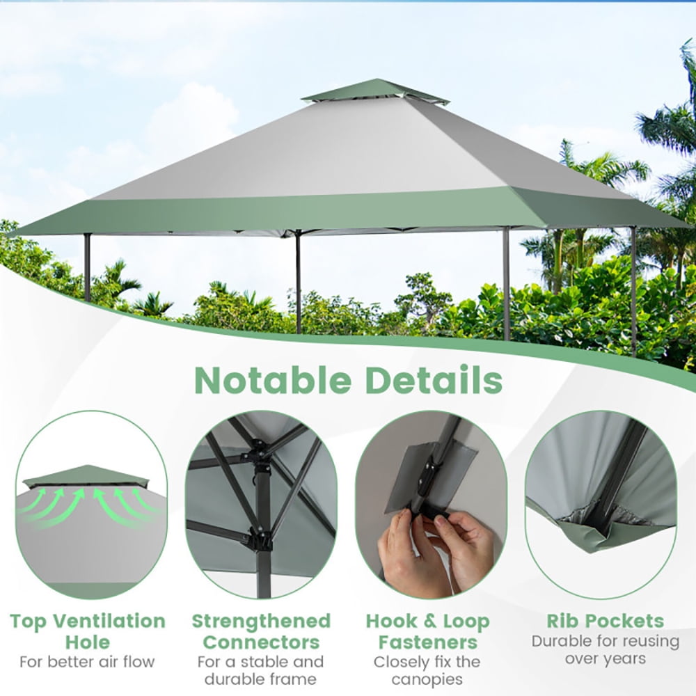 Aimee Lii 13 x 13 Feet Pop-Up Patio Canopy Tent with Shelter and Wheeled Bag, Backyard Canopy Gazebo for Party Camping BBQ Events, Gray