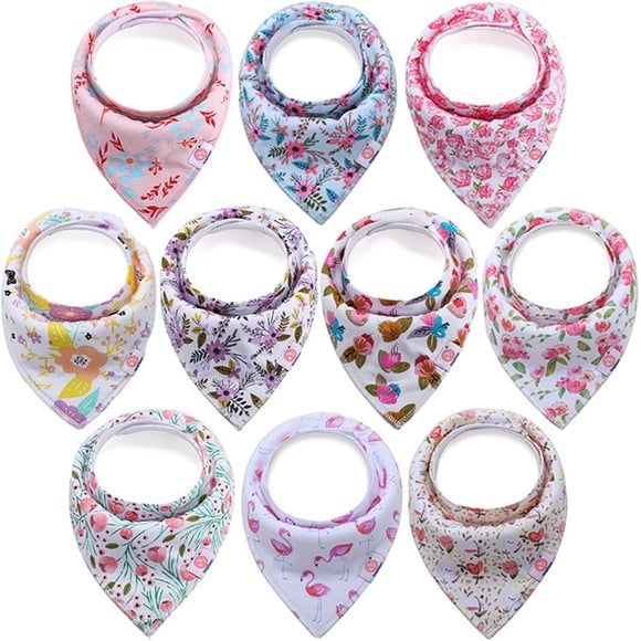 Bufanda Triangular Para Bebé, 10 Uds., Pañuelo De Algodón Absorbente Suave Con 2 Broches Ajustables, Babero Unisex Para Bebés Recién Nacidos, Niños Y Niñas Cateissary BA001478-03