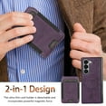 thumbnail image 4 of Magnetic for Samsung Galaxy Z Fold 7 Case with HD Tempered Glass Film,[Compatible with MagSafe][Built-in Detachable 2 in 1 Card Holder][Hinge Protection] PU Leather Shockproof Phone Case,Purple, 4 of 12