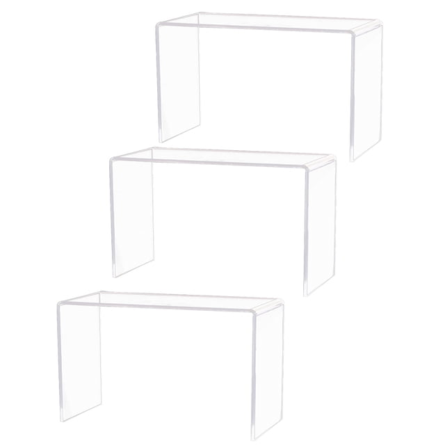 3PCS Acrylic Display Shoe Risers Clear Retail Display Stand U Shaped Shelf Showcase Rack for Toy Bag Cosmetic (M)