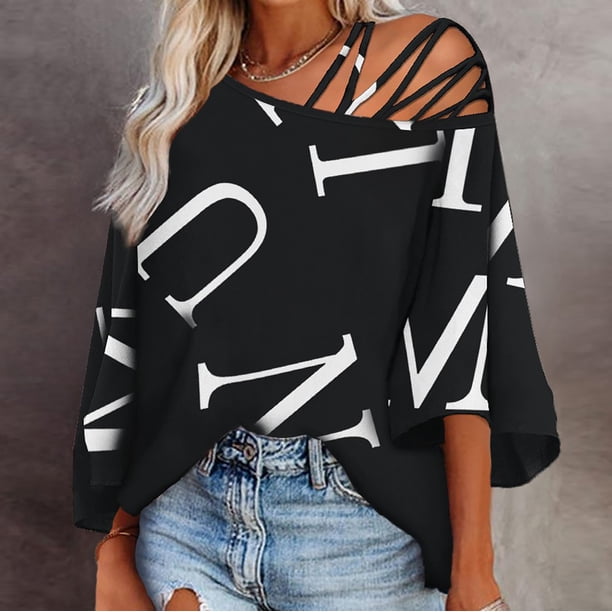 Pntutb Mujer Suelta Casual Manga Tres Cuartos Cuello Redondo Blusa Camiseta Túnica tops Pntutb Pntutb-5214