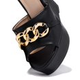 thumbnail image 4 of XYD Women Gold Chain Wedge Platform High Heel Mule Slides Slip On Open Toe Sandals Party Wedding Dress Shoes Size 16 Black, 4 of 4