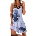 thumbnail image 2 of SMihono Robe d'Été pour Femmes Grande Taille Mode Femmes Décontractée Aguichant à Col en V Robes Imprimées d'Été Sans Manches à Lacets Robe Chandail, 2 of 4