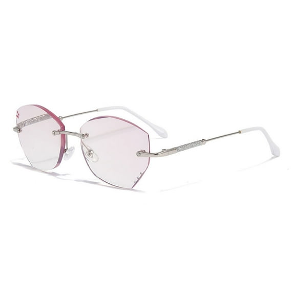 Butterfly Diamond Silver Reading Glasses Gradient Pink Frameless Ultra-light Blue Light Blocking Readers for women