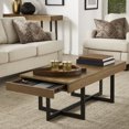 thumbnail image 5 of Weston Home Nadian Wood and Black Metal Two Drawers Coffee Table, Oak, 5 of 10