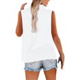thumbnail image 4 of Pxiakgy Linen Tank Tops for Women,Henley Sleeveless Tops Casual Summer Loose Fit T Shirts Solid Color Tunic Tank Tops V Neck Tee Loose Button Shirt Top Stand Solid Color Collar Shirt White Xl, 4 of 9