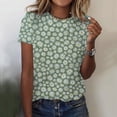 thumbnail image 2 of Pompotops T-Shirt Décontracté à Manches Courtes Imprimé Plissé Col Rond Ample pour Femmes, 2 of 4