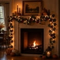 thumbnail image 6 of Fall Maple Leaf & Rose Garland with Lights, 5.74ft Autumn Vine Garland with Warm LED, Realistic Hanging Decor for Halloween Thanksgiving Mantel & Door, 6 of 7