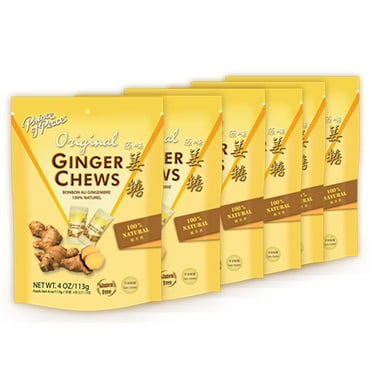Prince of Peace Original Ginger Chews, 4 oz. – Candied Ginger – Natural Candy Pack – 6 Packs
