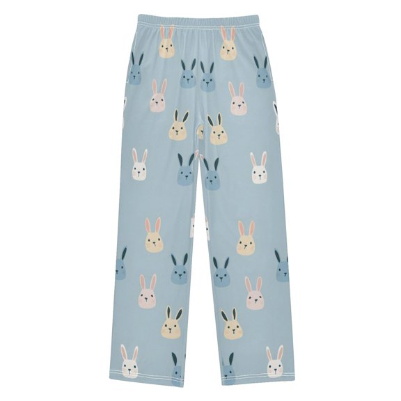 FORMRS Kids Pajama Pants with Pockets Size 6-8Y Boys Lounge Sleep Bottoms, Blue Rabbits