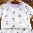 thumbnail image 4 of NIEWTR Baby Toddler 2-Piece Loungewear Short Sleeve Top and Pull-on Shorts Soft Pajamas Set for 6 12 18 24 Months 2T 3T Casual Summer(A-Purple,5-6 Years), 4 of 4