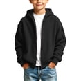 thumbnail image 2 of Nugftut Sweatshirts for Boys Corduroy Full-Zip Hooded Long Sleeve Sweatshirts Size 3-4 Black, 2 of 8