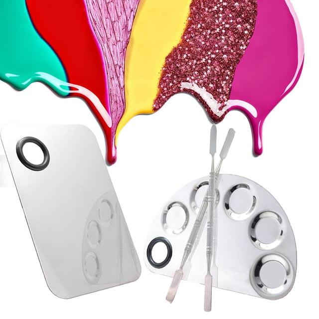 Lubelski Mixing Plate Smooth Surface Multifunctional Various Shapes Stainless Steel Makeup Mixing Color Palette for Cosmetic