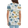 thumbnail image 4 of Pompotops Mode Femme Été Col en V Manches Courtes Imprimé T-shirt Blouse Décontractée Liquidation, 4 of 6