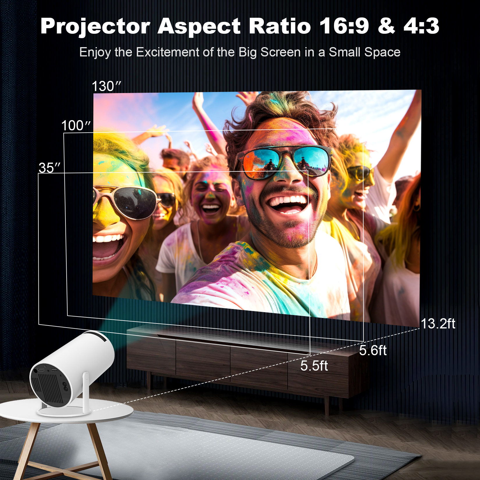 DREAMfair HY300 Mini Projector – 4K Support, 5W Hi-Fi Audio, WiFi/BT Connectivity, 180° Adjustable – UPGRADE Your Home & Outdoor Viewing