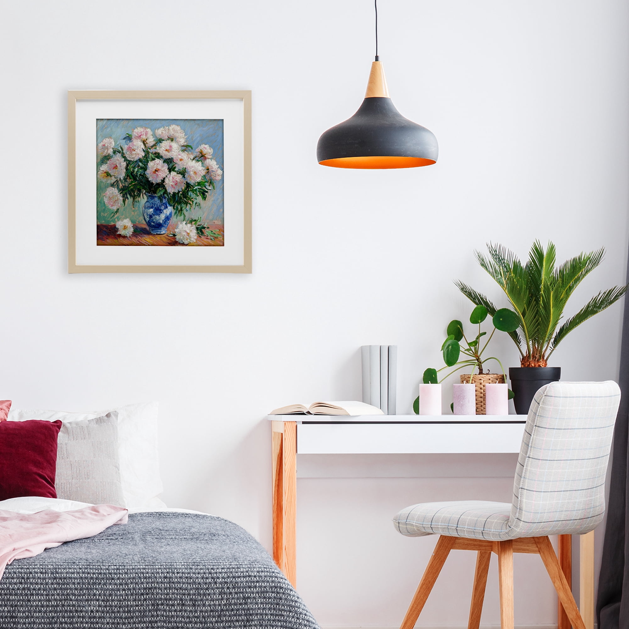 Stupell Industries Peonies in Blue Vase Birch Framed Print Under Glass, design by Tina LeCour