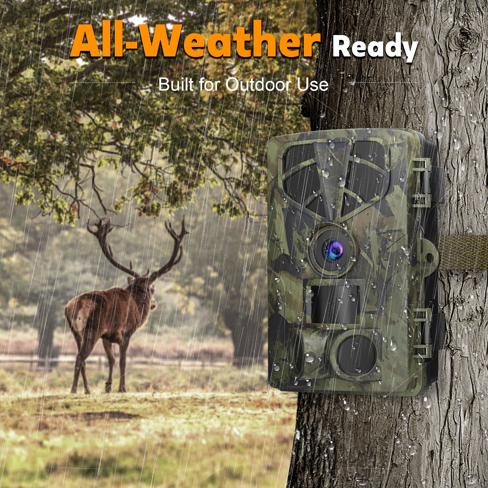 QUNSE Trail Camera, WiFi Bluetooth 60MP/8K Game Camera with 0.2s Trigger, No-Glow Night Vision 65ft, 120° Wide Angle, IP66 Waterproof, 2" Screen, 8GB SD Card Included