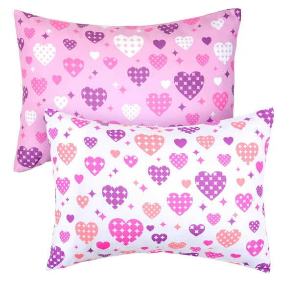 Toddler Pillowcases for 13X18 12x16 14x19 Love Heart Baby PillowCase 2 Pack Small Pillow Covers for Travel Pillow Pink White