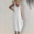 thumbnail image 2 of PENGXIANG Robes d'Été pour les Femmes Occasionnels en Vrac Sans Manches en Lin Débardeur Robe Midi, 2 of 6