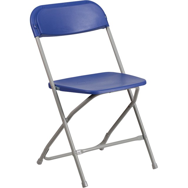 Silla plegable de plástico azul premium de la serie HERCULES de 650 lb de capacidad Flash Furniture LE-L-3-BLUE-GG