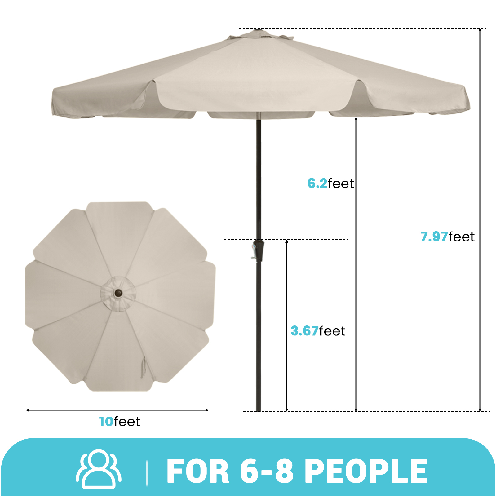 Fundaze 10 Ft Outdoor Patio Umbrella Beige photo 5