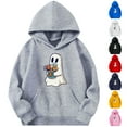 thumbnail image 5 of qucoqpe Children's Halloween Hooded Sweatshirt Solid Color Pullover Boys and Girls Long Sleeve Casual Hoodie Fall Warm Top for Kids, 5 of 5