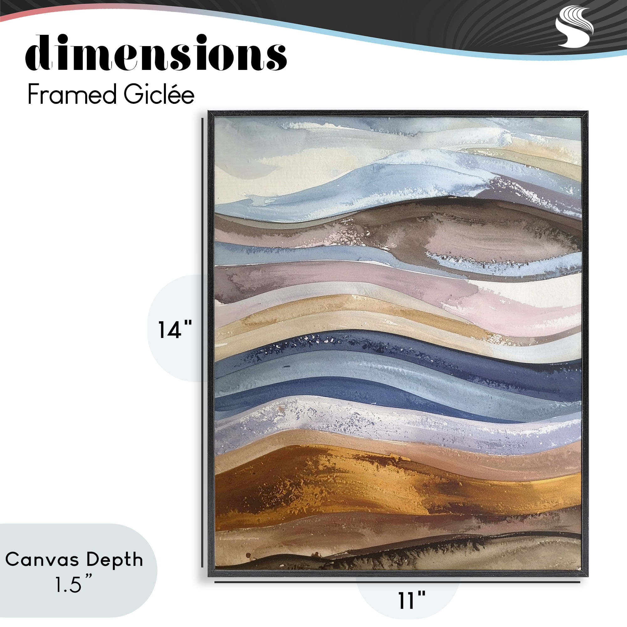 Stupell Industries Ocean Flow Layers Black Framed Giclee Art, design by Alonza Saunders