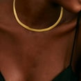 thumbnail image 6 of GOSFRY Gold Plated Herringbone Snake Necklace Dainty Chunky Chain Simple Womens Choker Necklace Trendy Jewelry, 6 of 7
