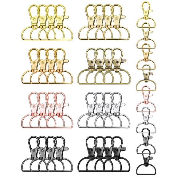 80Pcs Swivel Clasp Hooks, 25mm Metal Snap Hooks for DIY Crafts, Keychain Clasps, Bag Making Hardware, Lanyard Clips, Purse Accessories, 8 Colors Multicolor