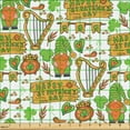 thumbnail image 2 of Ambesonne St. Patricks Day Fabric by the Yard Upholstery, Art Heart Clover, 5 Yards, Lime Green Earth Yellow, 2 of 5