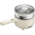 thumbnail image 2 of Bear Electric Cooking Pot with Steamer, 1.2L Stainless Steel Ramen Cooker, 2 in 1 Shabu Shabu Hot Pot, Multifunctional Cooker with Overheating Protection for Stew, Noodles-Beige, 2 of 5